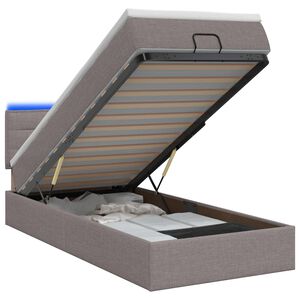 vidaXL Lit coffre avec matelas et LED Taupe 80 x 200 cm Tissu