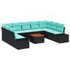 vidaXL Ensemble de canap&eacute; de jardin 10 pc Noir et turquoise