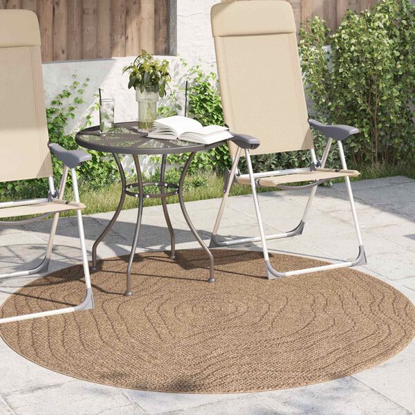 vidaXL Tapis de surface Rond Moir&eacute; Naturel &Oslash; 200 CM