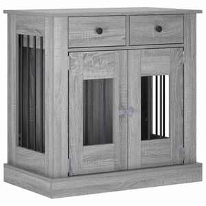 vidaXL Meuble de cage pour chien Sonoma gris 80 x 47,5 x 80 cm