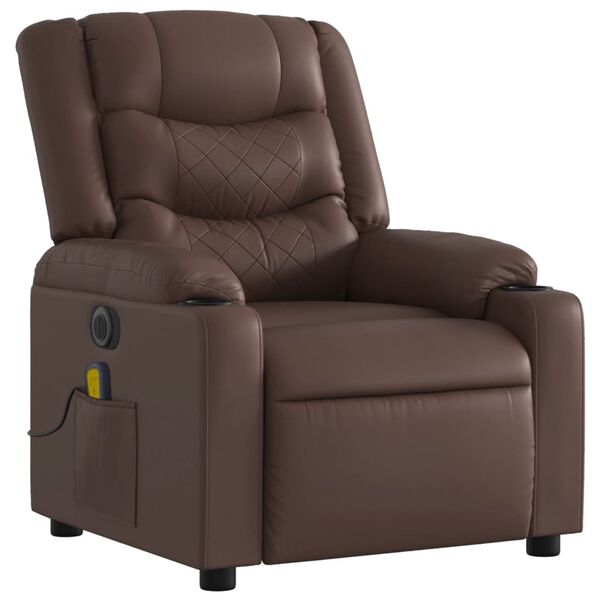 vidaXL Fauteuil de massage inclinable électrique marron similicuir