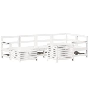 vidaXL Salon de jardin 7 pcs blanc bois de pin massif