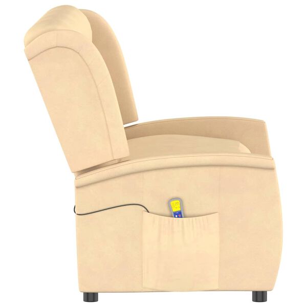 vidaXL Fauteuil de massage inclinable 4 places crème tissu microfibre