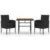 vidaXL Ensemble &agrave; manger d'ext&eacute;rieur 3 pcs R&eacute;sine tress&eacute;e Noir