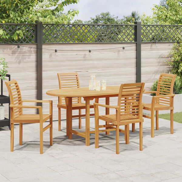 vidaXL Ensemble de salle à manger pour jardin 5 pcs Marron Teck massif