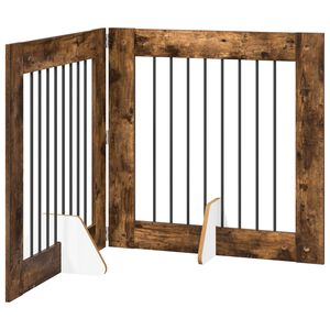 vidaXL Porte de chien pliable avec supports 2 pcs Ch&ecirc;ne fum&eacute; 160,5 cm