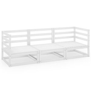 vidaXL Canap&eacute; &agrave; 3 places de jardin Blanc Bois de pin solide