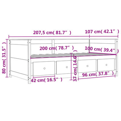 vidaXL Lit de jour sans matelas cire marron 100x200 cm pin massif