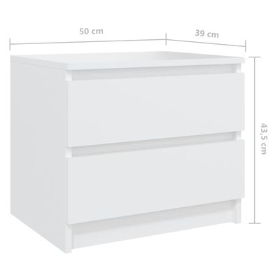 vidaXL Table de chevet Blanc 50x39x43,5 cm Aggloméré