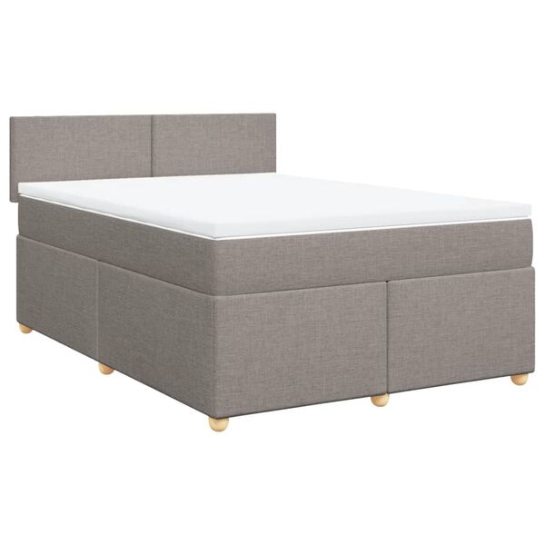 vidaXL Sommier &agrave; lattes de lit avec matelas Taupe 140x200 cm Tissu