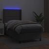 vidaXL Sommier &agrave; lattes de lit matelas LED Gris 80x200 cm Similicuir