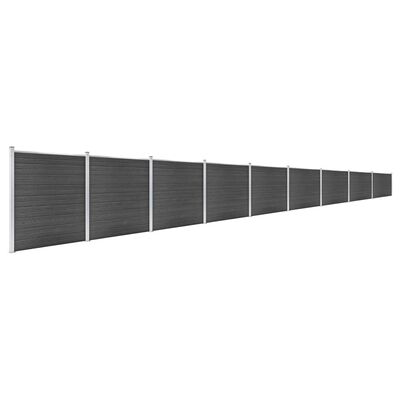 vidaXL Ensemble de panneau de clôture WPC 1564x186 cm Noir