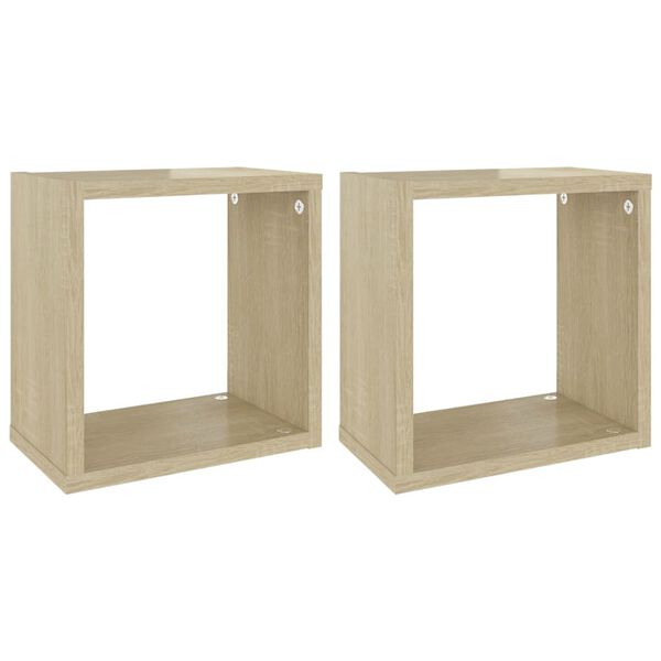 vidaXL Étagères cube murales 2 pcs Chêne sonoma 26x15x26 cm