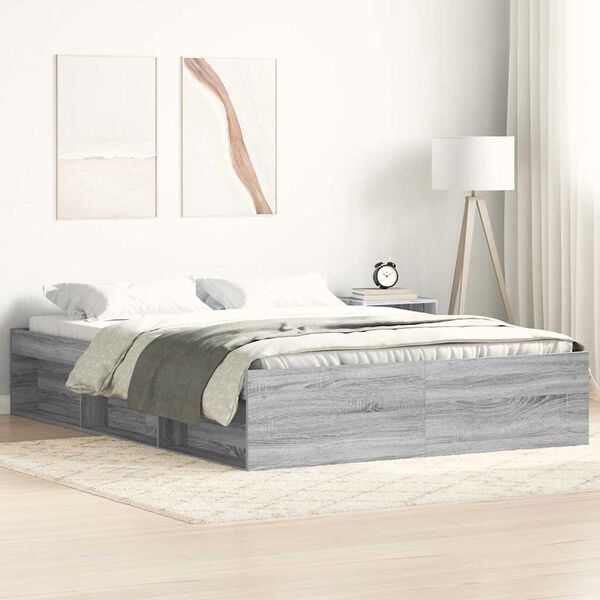 vidaXL Cadre de lit sans matelas sonoma gris 120x190 cm