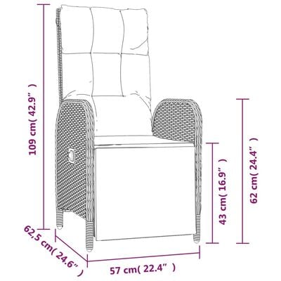 vidaXL Ensemble à manger de jardin coussins 7pcs Noir Résine tressée