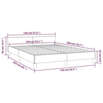 vidaXL Cadre de lit avec tête de lit Gris foncé 140x200 cm Velours