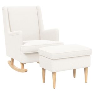 vidaXL Fauteuil avec pouf 2 pc Cr&egrave;me Boucl&eacute;