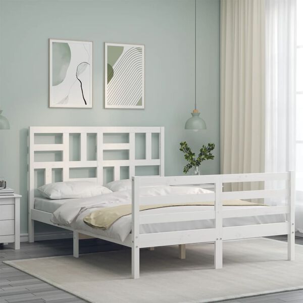vidaXL Cadre de lit sans matelas blanc 120x200 cm bois massif