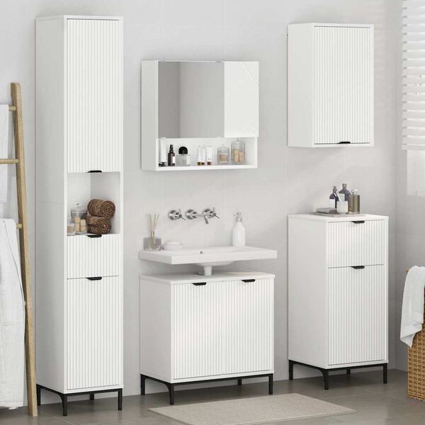 vidaXL Ensemble de mobilier de salle de bain avec tiroir Blanc