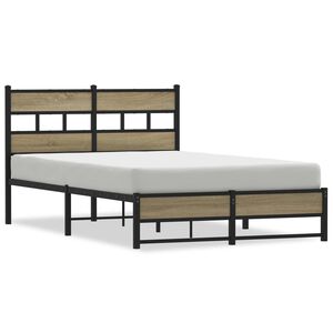 vidaXL Cadre de lit en m&eacute;tal sans matelas ch&ecirc;ne sonoma 120x190 cm