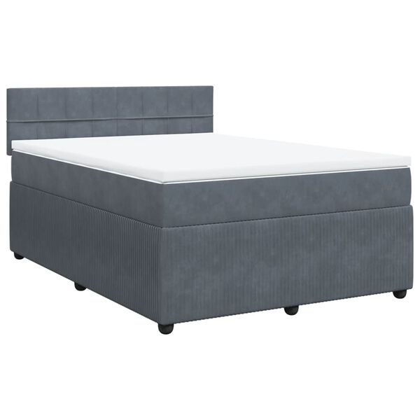 vidaXL Sommier &agrave; lattes de lit et matelas Gris fonc&eacute; 140x190cm Velours