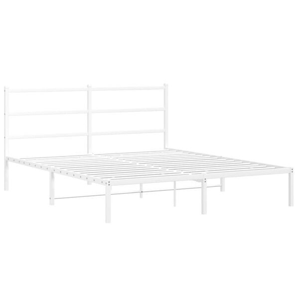 vidaXL Cadre de lit m&eacute;tal sans matelas et t&ecirc;te de lit blanc 150x200 cm