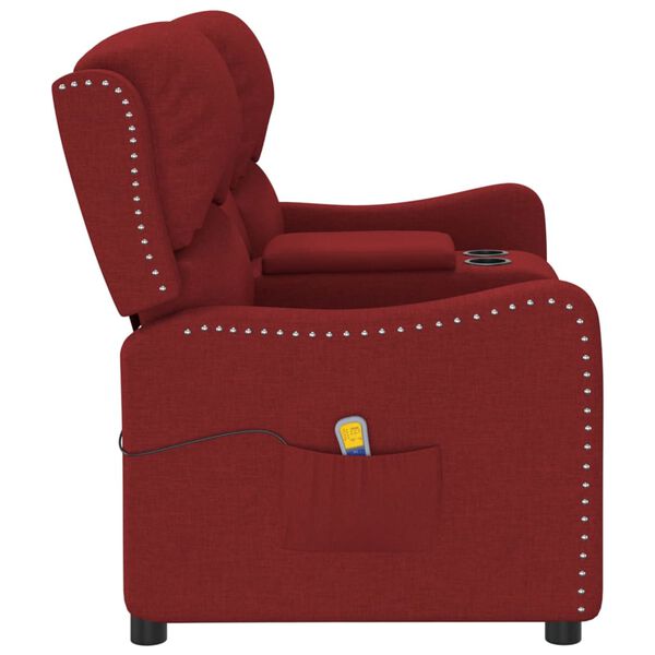 vidaXL Fauteuil de massage inclinable 2 places porte-gobelets bordeaux