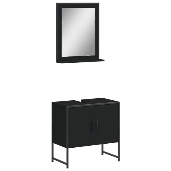 vidaXL Ensemble d'armoires de salle de bain 2 pcs noir bois ing&eacute;nierie