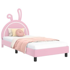 vidaXL Cadre de lit pour enfants avec t&ecirc;te de lit Rose 90 x 190 cm PU