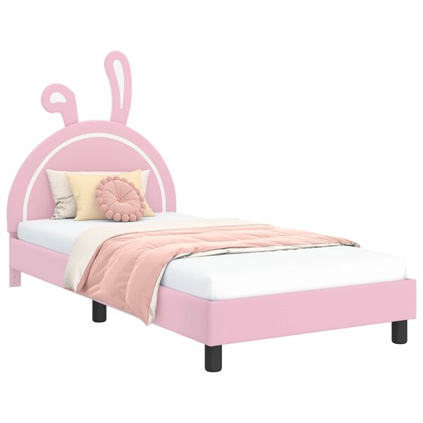 vidaXL Cadre de lit pour enfants avec tête de lit Rose 90 x 190 cm PU