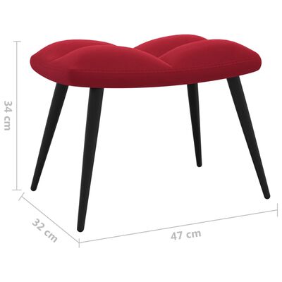 vidaXL Chaise de relaxation avec tabouret Rouge bordeaux Velours