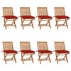 vidaXL Chaises pliantes avec coussins, 8 pi&egrave;ces, en teck massif