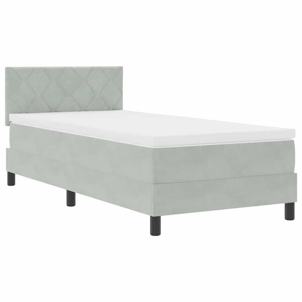 vidaXL Lit &agrave; ressorts avec matelas Gris clair 100 x 200 cm Velours