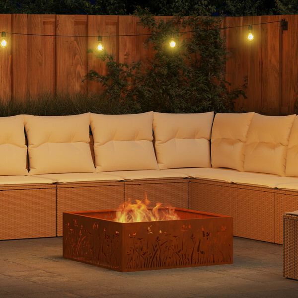 vidaXL Foyer de chemin&eacute;e Marron 80 x 80 x 30 cm Acier patin&eacute;