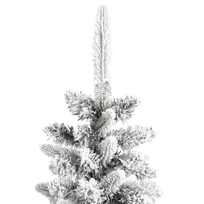 vidaXL Sapin de Noël artificiel mince avec neige floquée 210 cm PVC/PE
