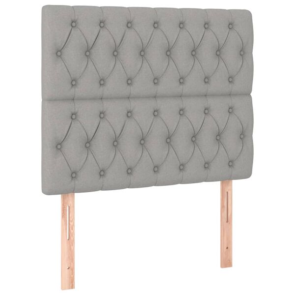 vidaXL T&ecirc;te de lit &agrave; LED Gris clair 100x7x118/128 cm Tissu