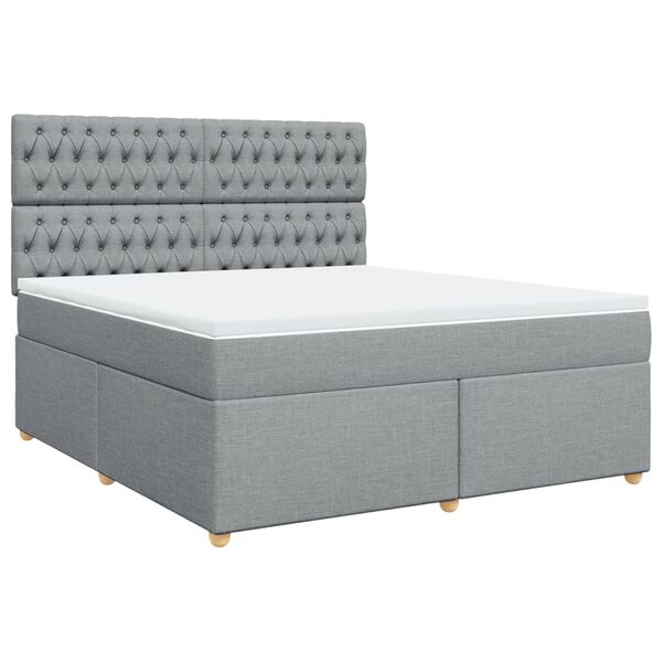vidaXL Sommier &agrave; lattes de lit avec matelas Gris clair 180x200cm Tissu