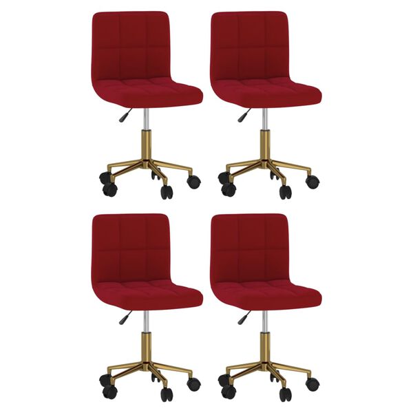 vidaXL Chaises &agrave; manger pivotantes lot de 4 rouge bordeaux velours