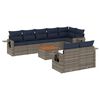 vidaXL Ensemble de canap&eacute; de jardin 9 pcs avec coussins gris r&eacute;sine tress&eacute;e