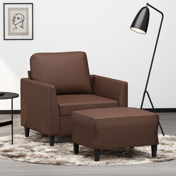 vidaXL Fauteuil avec repose-pied Marron 60 cm Similicuir