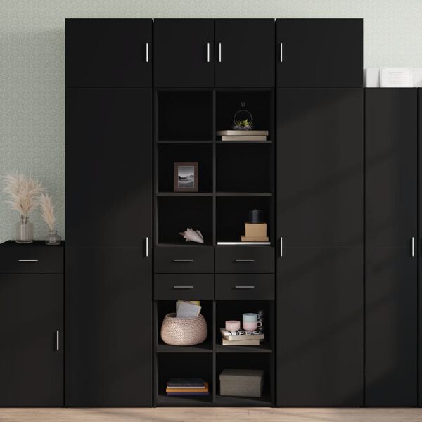 vidaXL Buffet haut noir 70x42,5x185 cm bois d'ing&eacute;nierie