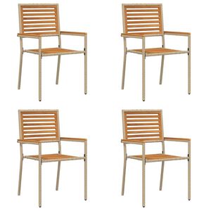 vidaXL Chaises empilables de jardin 4 pcs Marron et beige