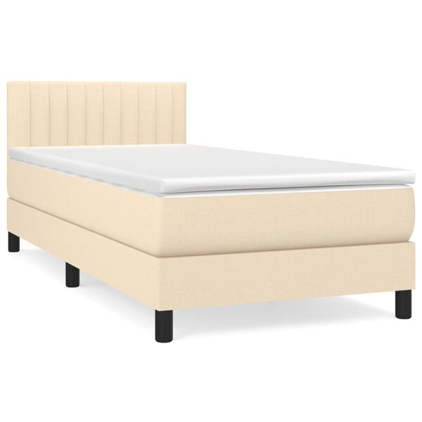 vidaXL Sommier &agrave; lattes de lit et matelas Cr&egrave;me 90x190 cm Tissu