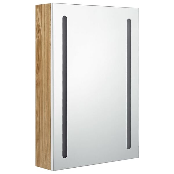vidaXL Armoire de salle de bain à miroir LED blanc et chêne 50x13x70cm
