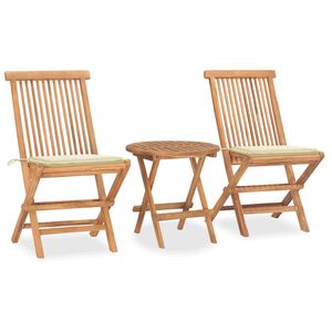 vidaXL Ensemble &agrave; manger d'ext&eacute;rieur pliable avec coussin 3 pcs Teck