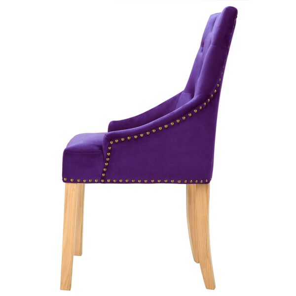 vidaXL Chaises &agrave; manger lot de 2 violet ch&ecirc;ne massif et velours