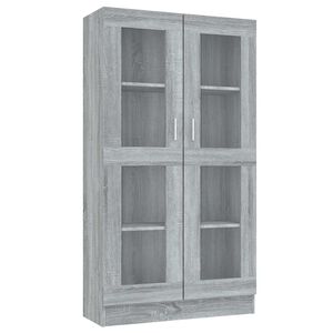 vidaXL Armoire &agrave; vitrine Sonoma gris 82,5x30,5x150cm Bois d'ing&eacute;nierie
