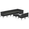 vidaXL Salon de jardin 9 pcs avec coussins R&eacute;sine tress&eacute;e Noir