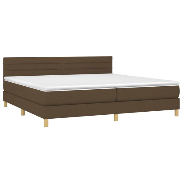 vidaXL Sommier &agrave; lattes de lit matelas et LED Marron fonc&eacute; 200x200 cm