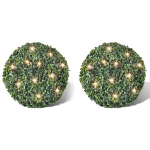 vidaXL 2 pi&egrave;ce de boule 27 cm avec guirlande lumineuse solaire 24 LED